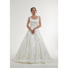 ZM16145 Robe A-Line en Duchesse Satin Avec Flacons Plissé Robe De Mariée En Perle Delceuse Et Robe De Mariée À Manche